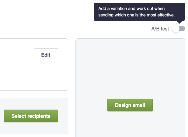 The A/B test toggle