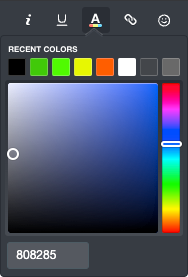Font colour options accessible via the toolbar