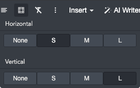Text block padding options