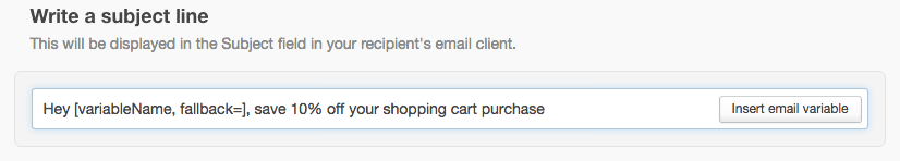 Email variables in a subject line