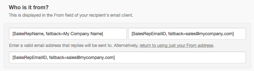 Email variables used in "From" names and email addresses