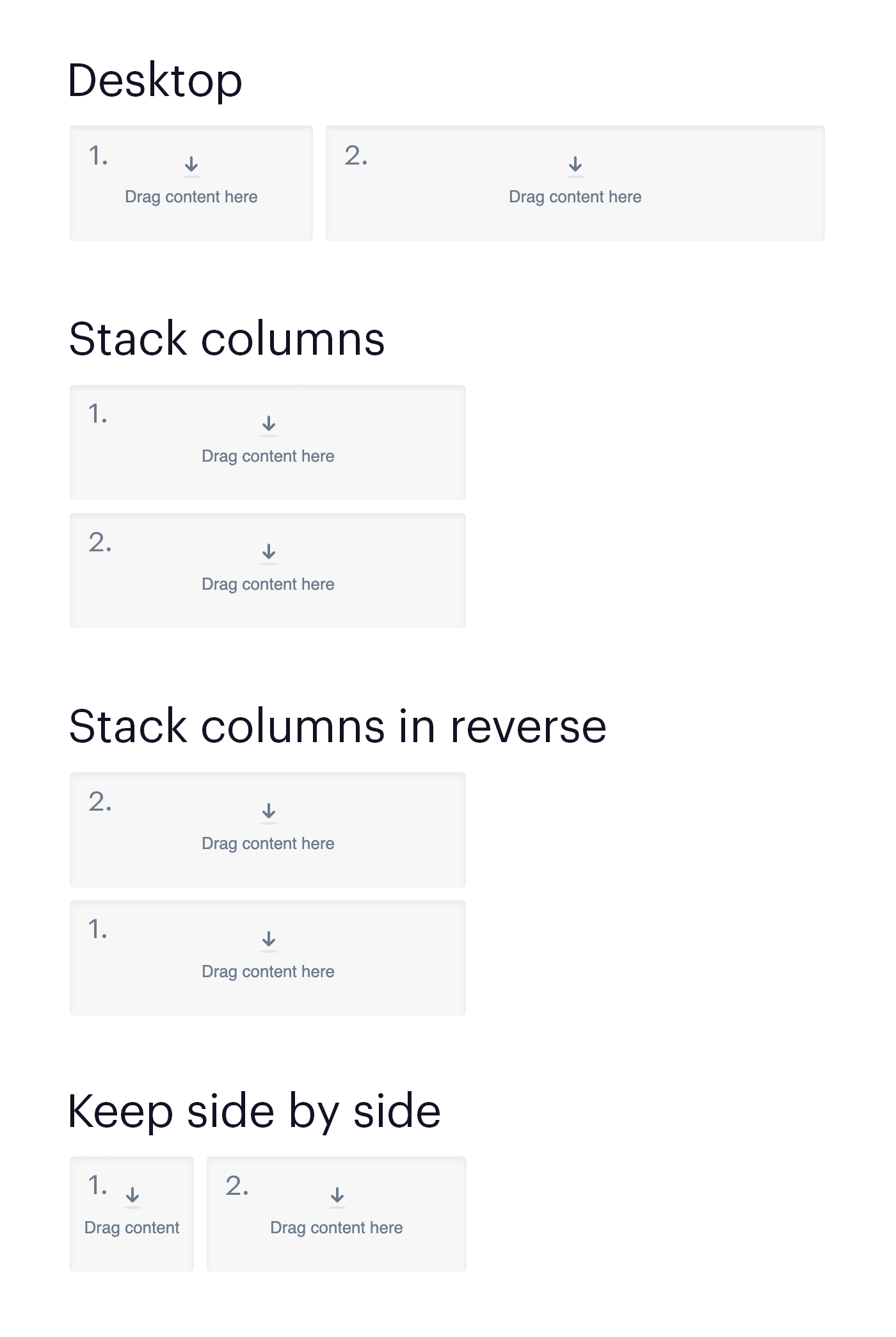 A diagram showing how sections get reorded from desktop to mobile