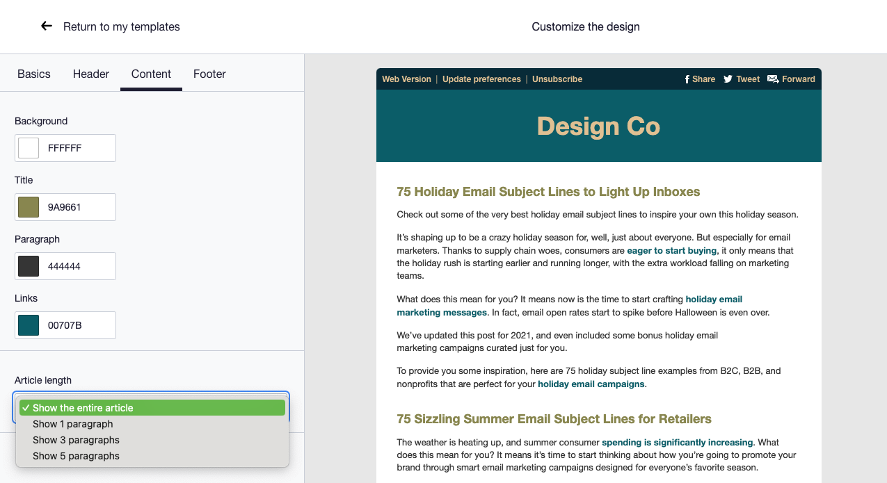 RSS template builder
