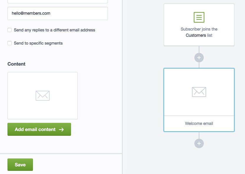 Add email content button