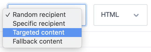 Dropdown menu with targeted content selected