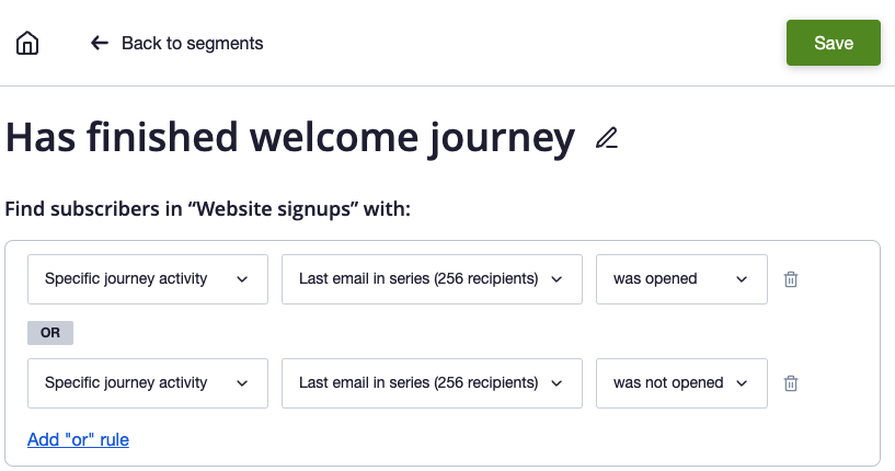 A segment titled Has finished welcome journey