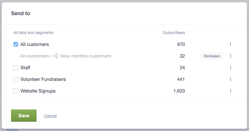 Excluding the 'New monthly customers' segment