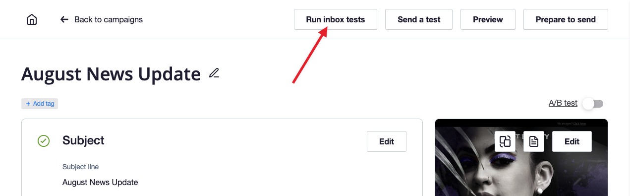 Inbox testing from the campaign checklist