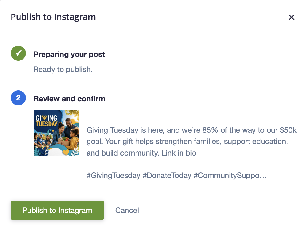 Instagram post ready to publish