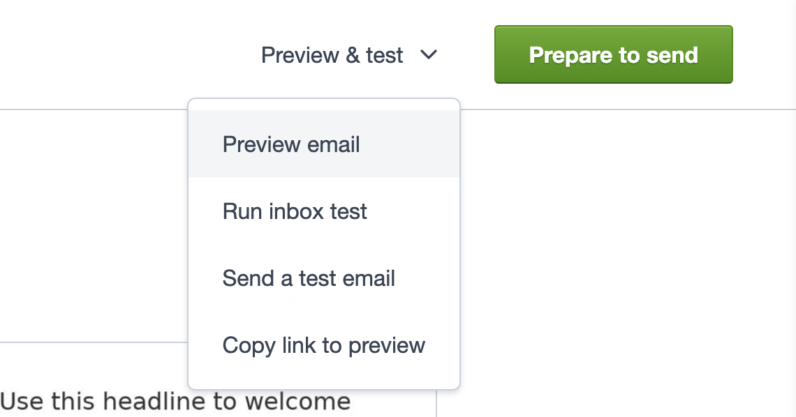 Preview and test menu